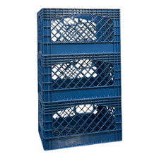 Juggernaut Storage 24 Qt Heavy Duty Plastic Milk Crate with Handles, Blue, 3 Pac picture