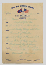 1903 SHIP'S DINNER MENU FROM THE WHITE STAR STEAMSHIP COMPANY