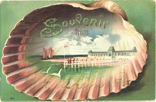 Tilghman MD Pier Boardwalk Souvenir Embossed Shell Postcard 1909 Posted picture