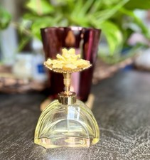 Vintage Holmspray Yellow Glass Perfume Atomizer Rose Top West Germany W/ Sticker picture