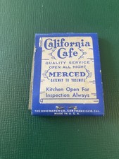 Vintage Advertising Matchcover California Cafe Merced Yosemite California picture