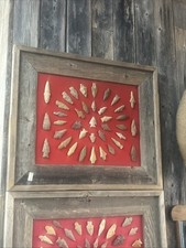 Framed Stone Arrowhead Projectile Point Collection Rustic Wood Display Case picture