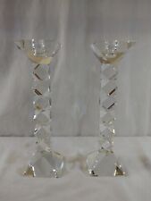 Oleg Cassini Signed Crystal Candlestick Holders (2) Twist ~10in. - New With Box picture