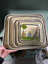 Vintage Tlaquepaque Folk Art Pottery Nesting Trays picture
