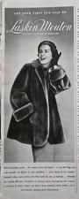 1950 Women's Laskin Mouton Dyed Lamb Fur Coat Fashion vintage Ad picture