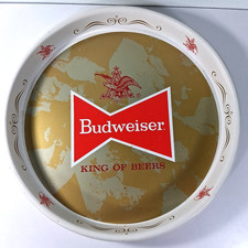VTG 1960's Budweiser King of Beers Metal Serving Tray 13 Man Cave Bar Decor USA picture