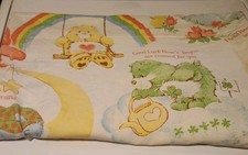 Vintage 1980s Care Bear Twin Size Flat Sheet ***flaws picture
