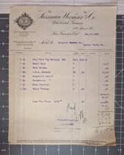 1916 Sussman Wormser Co Invoice Brignole Estate CA Jell-O San Francisco picture