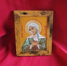 Saint Xenia of Petersburg Orthodox Icon Embroidered Byzantine Art 5×7 Framed picture
