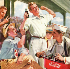 Vintage Coca Cola Coke Ad Ballpark Vendor June 1948 National Geographic picture