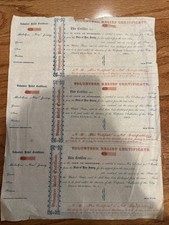1861 Civil War Hoboken NJ Volunteer Relief Certificates Uncut Sheet 3 - Rare picture