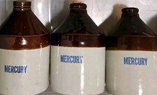 VINTAGE MERCURY REDWING CERAMIC STONEWARE JARSCORK LID RARE SMALL SET OF 3 picture