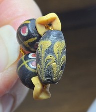 Rare Fancy Yellow Floral TRADE BEADS Venetian Glass African Bead picture