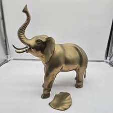 Vintage SOLID Brass Elephant Korea Approx 14”x 14” Trunk Up Good Luck picture