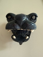 VTG Hand Carved Wood Black Jaguar Panther Head / Realistic Teeth / Great Details picture