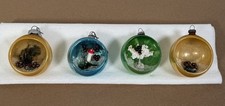Vintage Mercury Glass Diorama Christmas Ornament Lot of 4 Japan Indented  picture