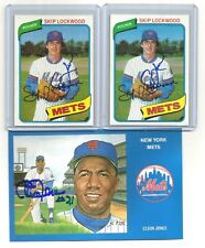 2-1980 topps AUTO signed SKIP LOCKWOOD card #567 ny METS baseball TEAM lot-sigs picture