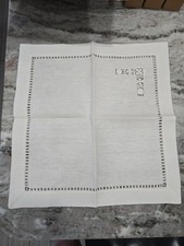 6 New Vintage Linen Napkins Embroidered Taupe / White 18 × 18 picture