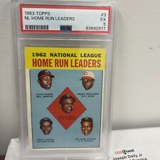 1963 Topps #3 NL Home Run Leaders, Mays/Aaron/Robinson/Banks/Cepeda PSA EX 5 picture