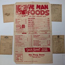5 LOT Vtg Spillville Iowa Jack Sprat Food Store Flyer Ad Haug Stores Receipts IA picture