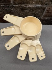 Vintage Complete Set of 6 Almond Tupperware Nesting Measuring Cups Cream Beige picture
