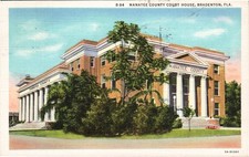 Vintage Manatee County Court House Bradenton FL Postcard 1937 Art-Colortone picture