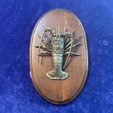 (2) VTG. Mid Centry Brass Rock Lobster & Shrimp Crustacean Prawn Figurines picture