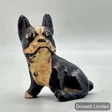 Vintage I.S. Spencer Foundry Cast Iron Boston Terrier Dog Figurine Small picture