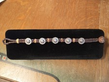 Vintage Sterling Silver Pico Concho Rawhide & Leather Braided Western Bracelet picture
