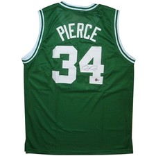 Paul Pierce Autographed Boston (Green #34) Custom Jersey - Beckett Witness picture
