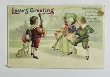 Vintage Valentine Postcard Antique Valentines Loves Greetings Card Embossed 1913 picture
