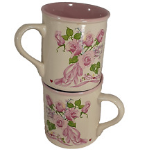 Two Coffee Tea Mugs The Company of Choice Potpourri Press 1987 Cups Pink Roses picture
