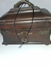 Antique rare 19th century wooden lock box, craft & Assinder hardware 8