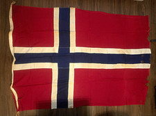 Large Vintage Norwegian/Norway Flag, sewn Bunting Construction. Rope Hoist picture