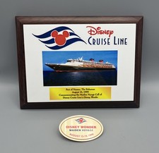 Disney CRUISE Line CAST Exclusive DISNEY WONDER Maiden Voyage Nametag + Plaque picture