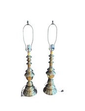 Vintage Luxury Pair STIFFEL Heavy Solid Brass Table Lamp picture