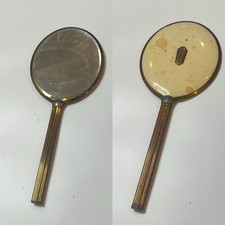 Vintage Gold Tone Handheld Vanity Mirror 12.5