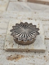 Vintage Navajo Native Hand Stampwork Silver Pill Box Trinket Box picture