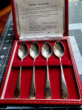 Limited Edition British Hallmarks STERLING Silver Spoon Set of 4 Boxed No. 249 picture