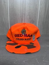 Vintage Red Man Golden Blend Tobacco Snapback Hat Cap Fluorescent Orange Camo picture