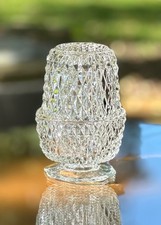 Vintage Indiana Glass Diamond Point Clear Fair Lamp 2 Piece Candle Light picture