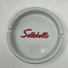 Settebello White Ceramic Ashtray w/ Red Logo & Gold Trim Accent Design picture