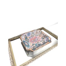 Set of Two Chinioserie Vintage Andrea by Sadek Floral Ceramic Square Trinket picture