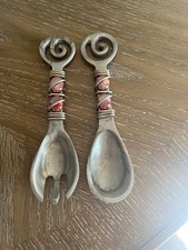 Beaded Metal Serving Spoon And Fork picture
