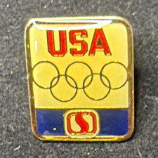 USA Olympic Safeway sponsor Rings Gold Tone Pinback Lapel Pin Olympics Theme picture
