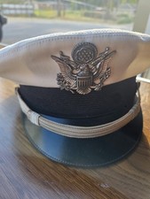 Vintage Berkshire Deluxe USAF Dress Visor Cap Black White With Pin Sz 7 picture