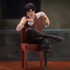19cm Attack on Titan Levi Ackerman Figure Sitting PVC Collectible Toy Gift NoBox picture