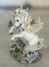 Hamilton Collection Rainbow Dreams Unicorn Figurine Butterflies & Skies picture