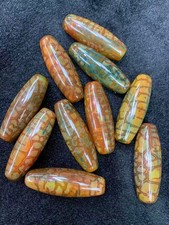 10Pcs Wonderful Rare Tibetan Dragon Vein Natural Agate Dzi 40mm Beads picture