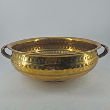 Vintage solid Brass Urli Bowl Planter Centerpiece Decor w copper handles picture